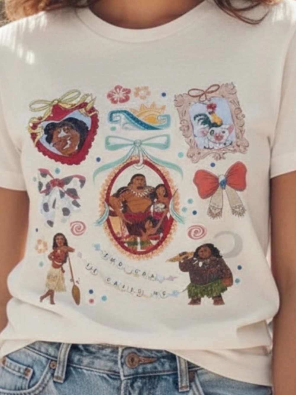 Walt Disney World Moana Sea Family Tropical Hei Hei T-shirt Ivory Medium NEW!